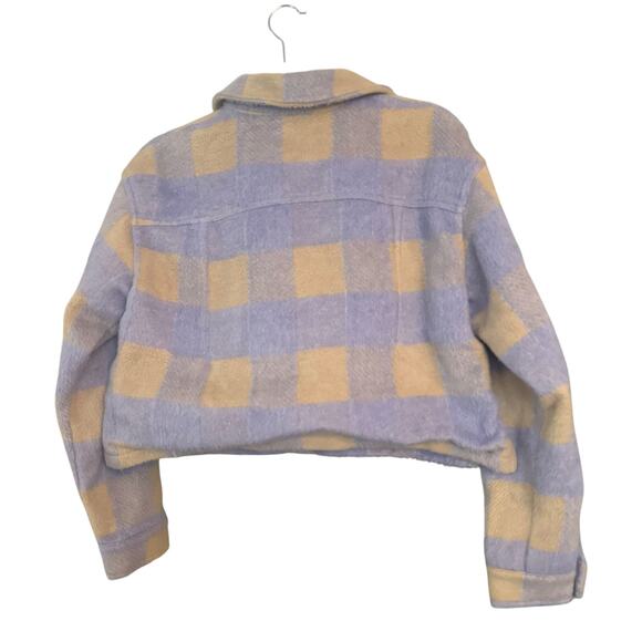 Elodie Purple Cream Plaid Jacket Fleece Feel Button Front Small - Picture 6 of 9